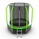 Батут EVO JUMP Cosmo 6ft (зеленый) с внутренней сеткой и лестницей + нижняя сеть.