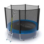 Батут EVO Jump External 8ft с внешней сеткой и лестницей (зеленый/синий).