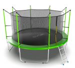 Батут EVO Jump Internal 12ft с внутренней сеткой и лестницей (зеленый/синий).