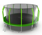 Батут EVO JUMP Cosmo 16ft (зеленый) с внутренней сеткой и лестницей.