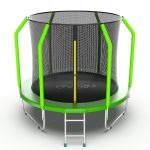 Батут EVO JUMP Cosmo 8ft (зеленый) с внутренней сеткой и лестницей.