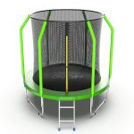 Батут EVO JUMP Cosmo 6ft (зеленый) с внутренней сеткой и лестницей.