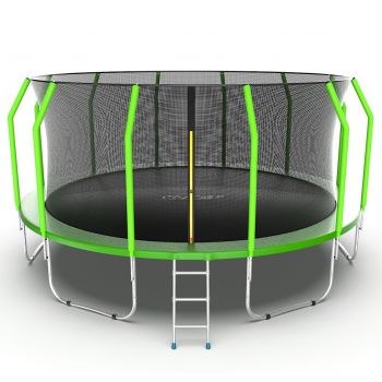Батут EVO JUMP Cosmo 16ft (зеленый) с внутренней сеткой и лестницей. ― ФИТНЕСЦЕНТР.ru