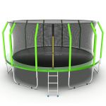 Батут EVO JUMP Cosmo 16ft (зеленый) с внутренней сеткой и лестницей.