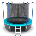 Батут EVO Jump Internal 8ft с внутренней сеткой и лестницей + нижняя сеть (зеленый/синий/волна).