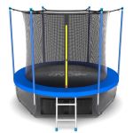 Батут EVO Jump Internal 8ft с внутренней сеткой и лестницей + нижняя сеть (зеленый/синий/волна).