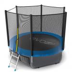 Батут EVO Jump External 8ft с внешней сеткой и лестницей + нижняя сеть (зеленый/синий).