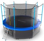 Батут EVO Jump Internal 12ft с внутренней сеткой и лестницей + нижняя сеть (зеленый/синий).